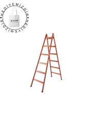 STEP 6 BASAMAKLI ÇİFT ÇIKIŞLI AHŞAP MERDİVEN (YÜKSEKLİK 2 MT)