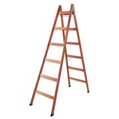 STEP 6 BASAMAKLI ÇİFT ÇIKIŞLI AHŞAP MERDİVEN (YÜKSEKLİK 2 MT)