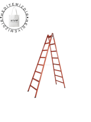 STEP 8 BASAMAKLI ÇİFT ÇIKIŞLI AHŞAP MERDİVEN (YÜKSEKLİK 2.60 MT)