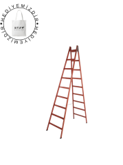 STEP 9 BASAMAKLI ÇİFT ÇIKIŞLI AHŞAP MERDİVEN (YÜKSEKLİK 2.90 MT)